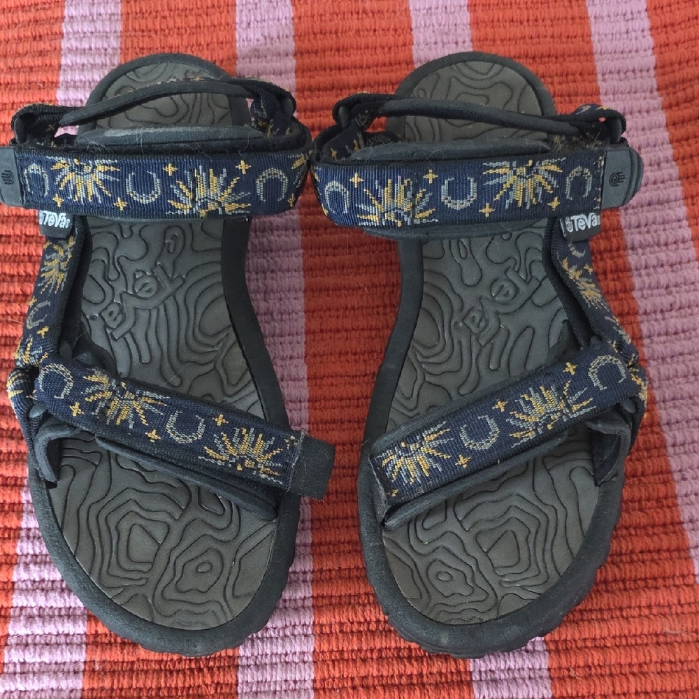 Teva Navy and Yellow Patterned Sandals